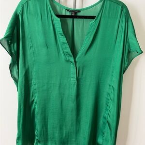 Banana Republic Emerald Green Split-Neck Blouse